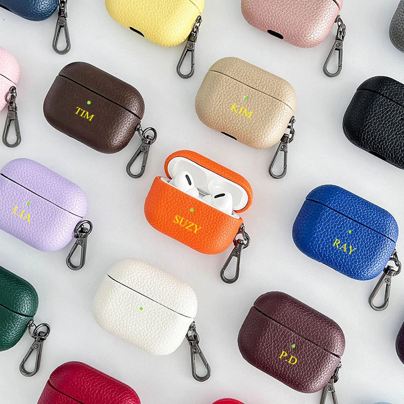 Étui AirPods en Cuir Signature - Initiales Personnalisées